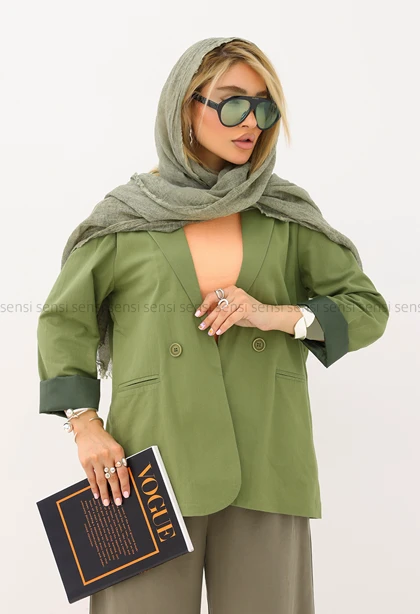 کت زنانه لینن پشت دکمه کد1006543