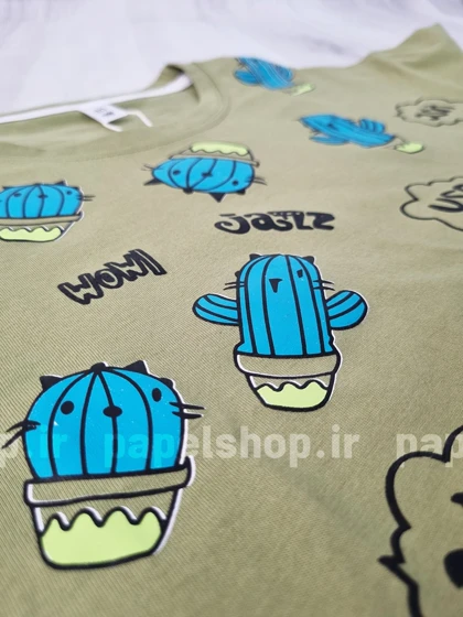 کراپ یقه گرد طرح کاکتوس