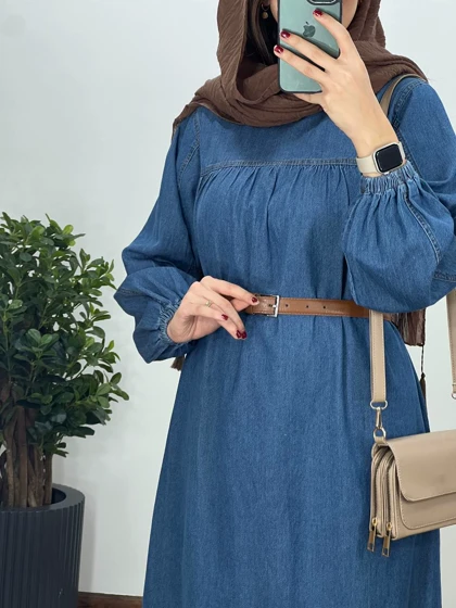 پیراهن مانتویی جین با قد بلندتر 1(ایراد دار)