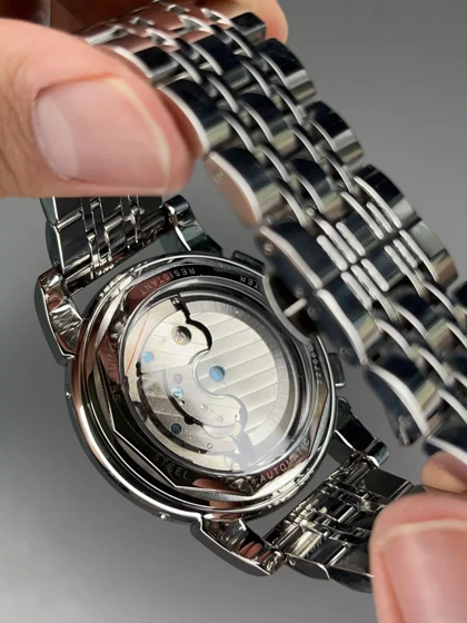 ساعت مچی پتک فیلیپ اوپن هارت فول دیت سیلور صفحه سبز Patek Philippe