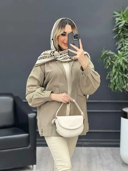 مانتو لینن دو جیب نما پایین پاگن