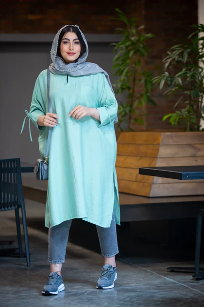 مانتو لینوسل جلو بسته بلند