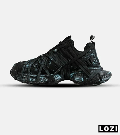 کفش کتانی مردانه مشکی آبی BALENCIAGA 3Xl Exteme Laces مدل 7754