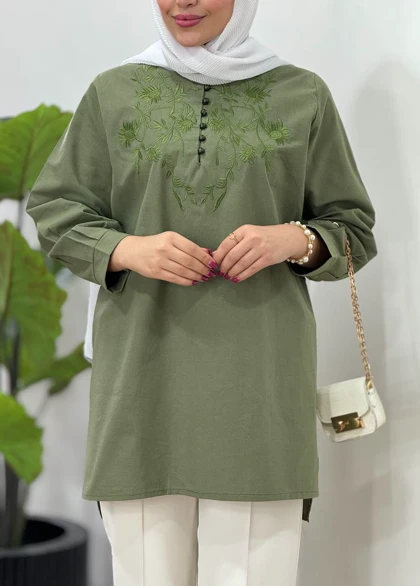 مانتو لینن گلدوزی هدیه