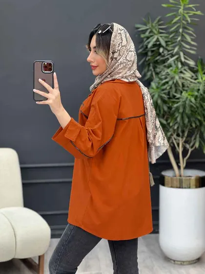 مانتو زیپ نما آستین دو دکمه