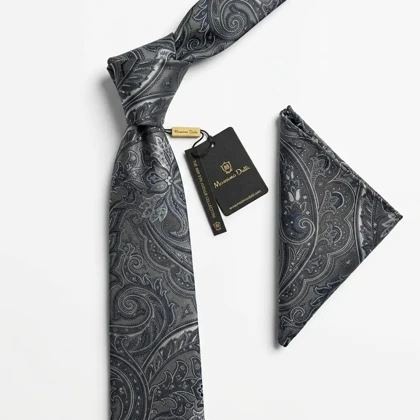 کراوات و پوشت دستدوز طرح بوته درشت برند Massimo Dutti