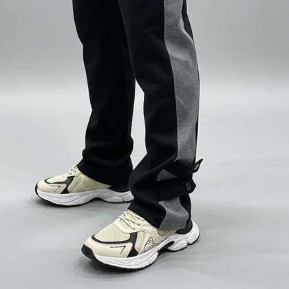 شلوار بنگال مردانه نوار پهن پایین دکمه مدل Mehrad-مشکی