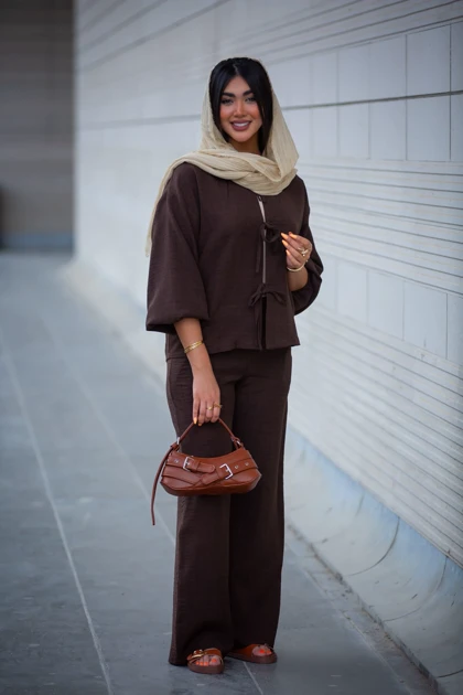 ست شومیز و شلوار جلو بندی
