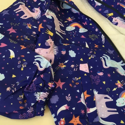 بارانی توخزدار سورمه ای طرح تک شاخ از سایز در 6 سایز