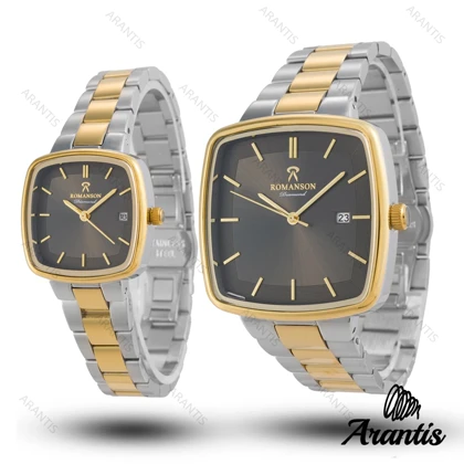 ساعت ست رومانسون طلایی سیلور صفحه قهوه ای s-10066