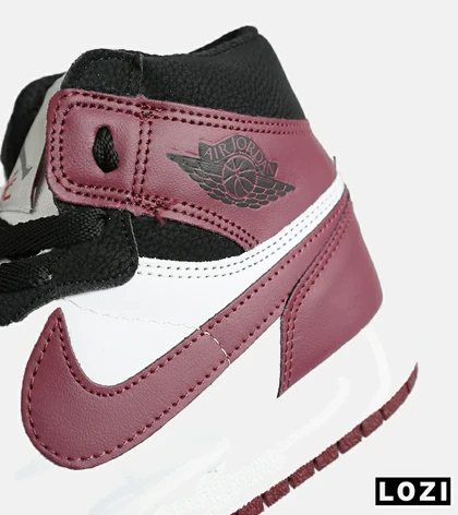 کفش کتانی ساق‌دار مردانه و زنانه سفید مشکی زرشکی NIKE jordan 1 مدل 7832