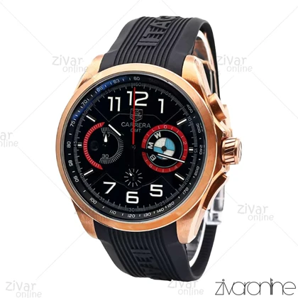ساعت تگ هویر کررا مردانه رزگلد مشکی بند رابر مدل (BMW) 106070