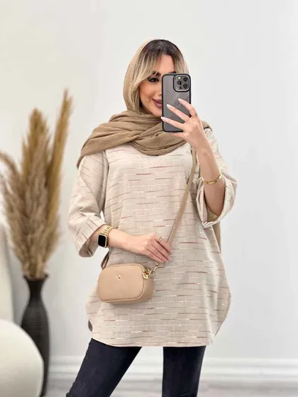 مانتو لینن نچرال یقه چاک
