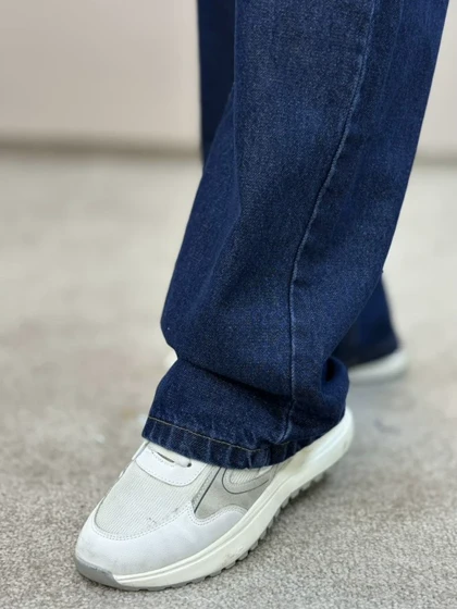 شلوار نیم بگ جین سورمه ای آمسو