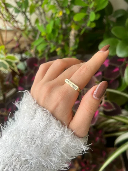 انگشتر تکست کلمه آبکاری نقره طلایی