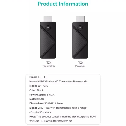 کیت فرستنده و گیرنده تصویر بی سیم HDMI کوتسی COTECi مدل OF-049