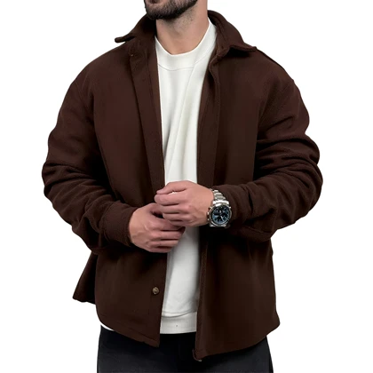 پیراهن مردانه کتی قهوه ای موکا مدل ساده