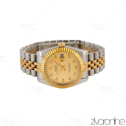 ساعت رولکس دیت جاست مردانه دورنگ طلایی صفحه طلایی اتوماتیک 105352