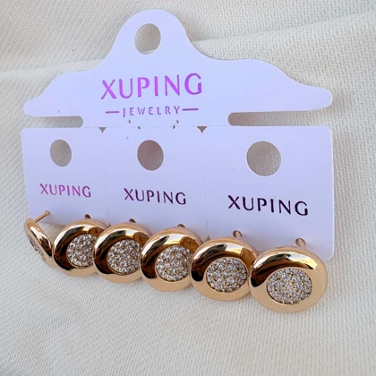 گوشواره دایره ای نگین‌دار میخی ژوپینگ