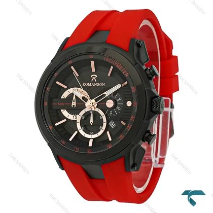 ساعت رومانسون کورنوگراف بند رابر قاب مشکی Romanson-8256-G