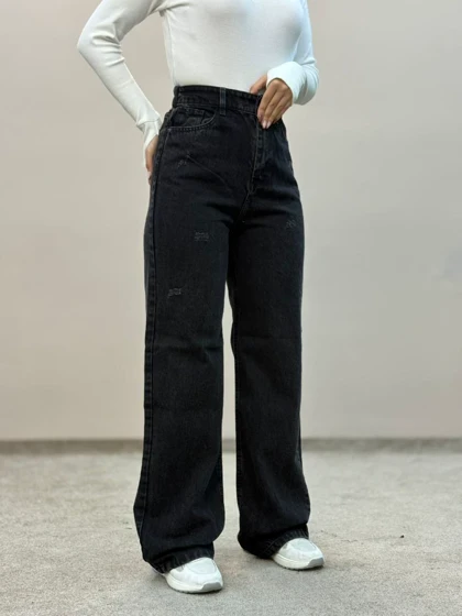 شلوار جین نیمبگ زغالی 6206