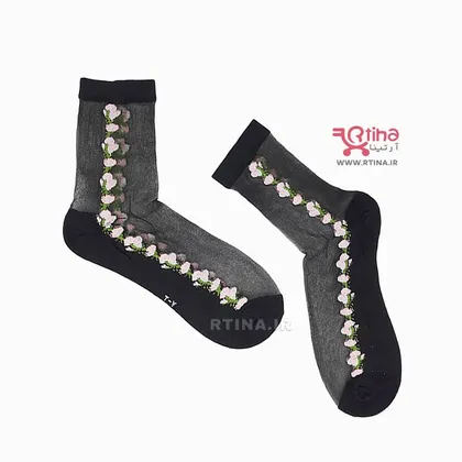 جوراب شیشه ای زنانه طرح شکوفه مدل E1