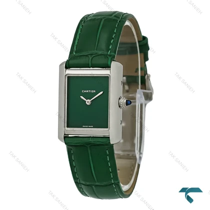 کارتیه تانک سبز زنانه قاب نقره ای اسمال Cartier-8157-L