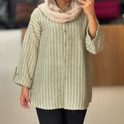 مانتو راه راه پارچه ترک 7160