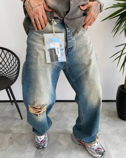 شلوار فول بگ کثیفشور زانو زاپ BALENCIAGA