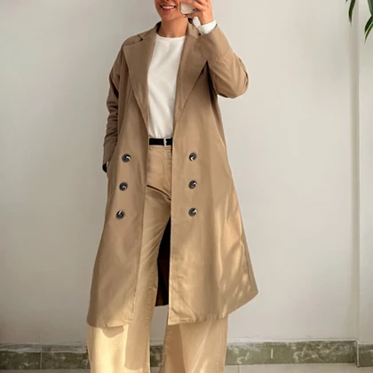 ترنچ کت بلند ماوی