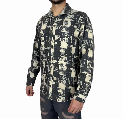 پیراهن پشمی آستین بلند مردانه طرح دار