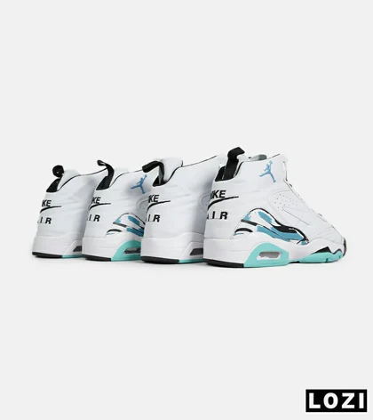 کفش کتانی ساق‌دار مردانه سفید آبی Nike air jordan 5 v02