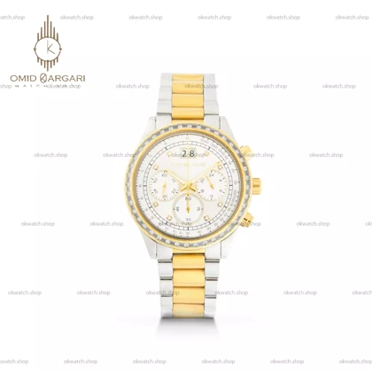 ساعت مچی مایکل کورس کورنوگراف سیلورطلایی صفحه سفید دورنگین Michael Kors