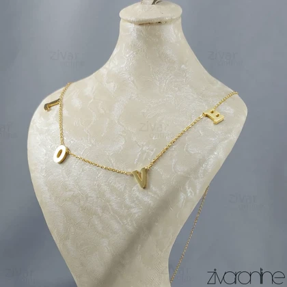 گردنبند زنانه طرح لاو طلایی 50063