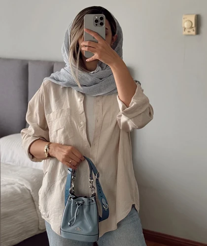 شومیز لینن کرم CH&M210