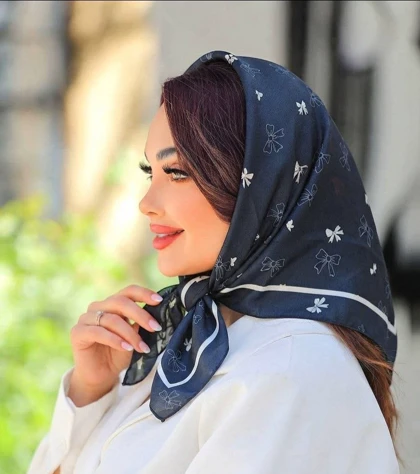 مینی اسکارف نخی کالکشن سورمه ای