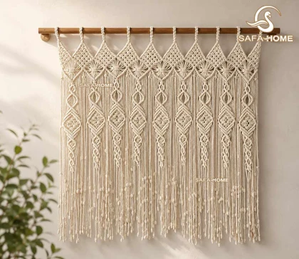 پرده مکرومه طرح خشتی