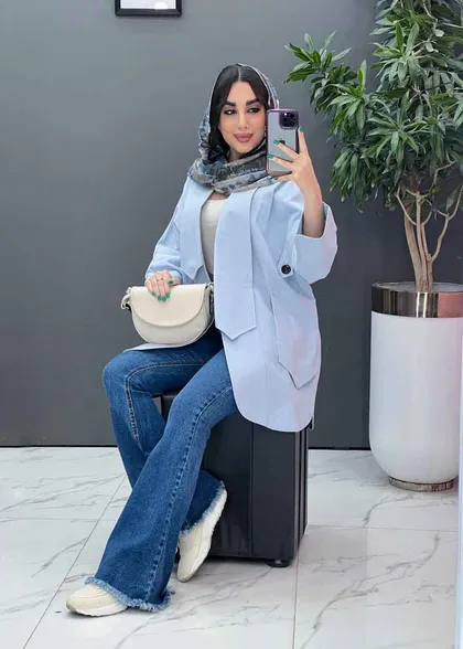 مانتو یقه کراواتی جیب پاگن دار