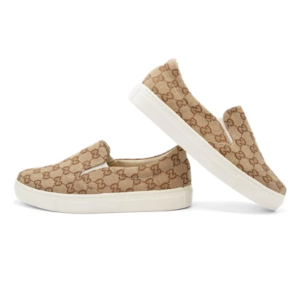 کفش ونس طرح دار زنانه مدل Flat shoes - 0077_Khaki