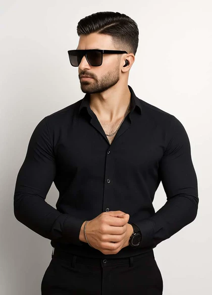 پیراهن مردانه مشکی مدل VQ