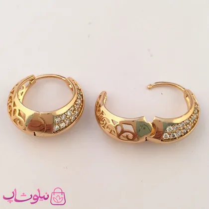 گوشواره زنانه حلقه‌ای نگین‌دار ژوپینگ 1002-1