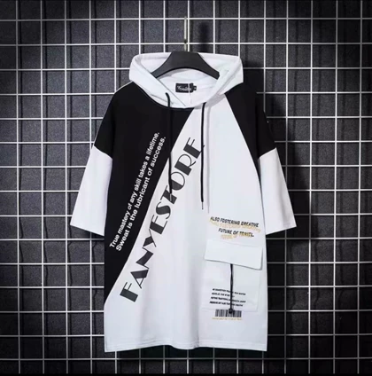 تیشرت آستین کوتاه کلاهدار