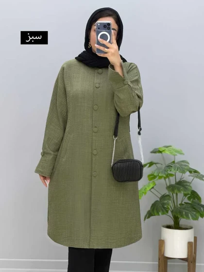مانتو یقه گرد شانتون گلشین کد 329897