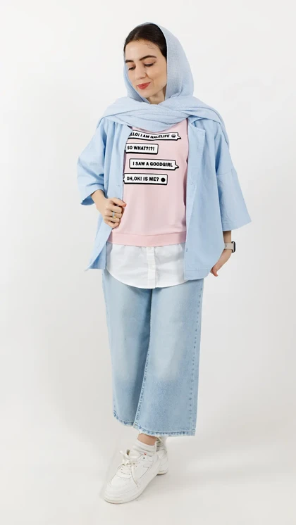 تیشرت دو تیکه صورتی