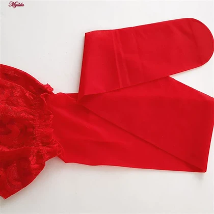 جوراب ساق بلند زنانه مدل شیشه ای قرمز کد 4927-4445