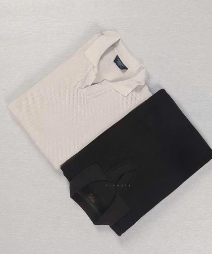 تیشرت آستین بلند مردانه یقه شکاری 0584