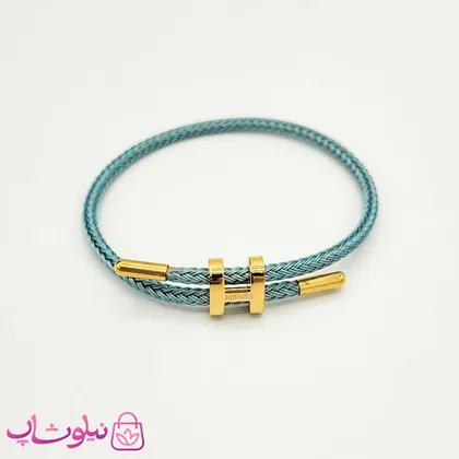 دستبند دخترانه هرمس مدل سبزآبی طلایی