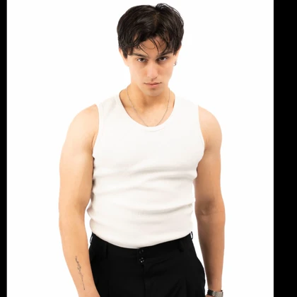تنک تاپ سفید کبریتی مردانه فووول کش پارچه اعلا