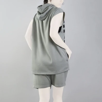 ست رکابی و شلوارک اسپرت نایک مدل HS-Dri Fit-A09 طوسی روشن