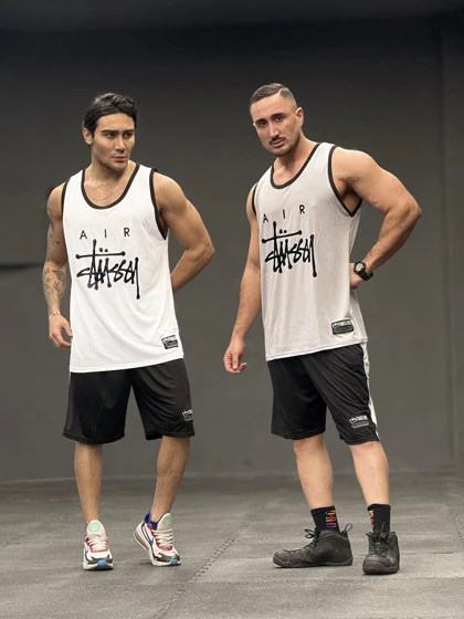 ست بسکتبالی نایک استاسی (Nike Air x Stussy) پارچه فلامنت آجری (8 رنگ)